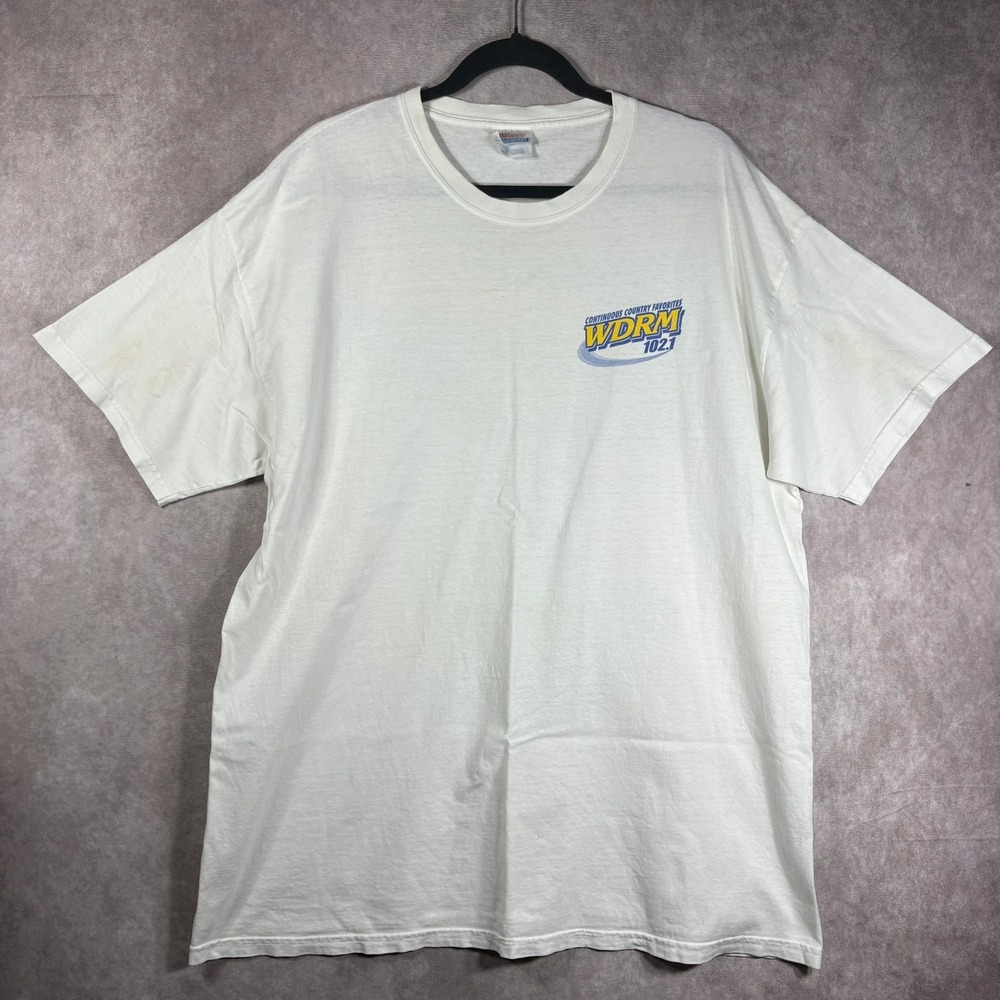 Vintage WDRM 102.1 FM Shirt Mens XL White Graphic Print Short Sleevesβ Alabama